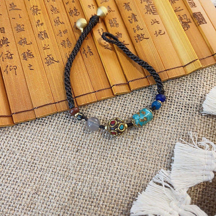 Ethnic Style Handmade Bracelet Color Stone Sky Bead Fashion Round Bead Bracelet