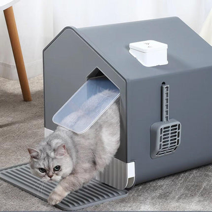 Large Fully Enclosed Cat Litter Pan House Easy Clean Litter Box for Indoor Use