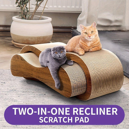 2 in 1 Cat Scratching Lounge Bed Extra Wide Recyclable Cardboard Furniture