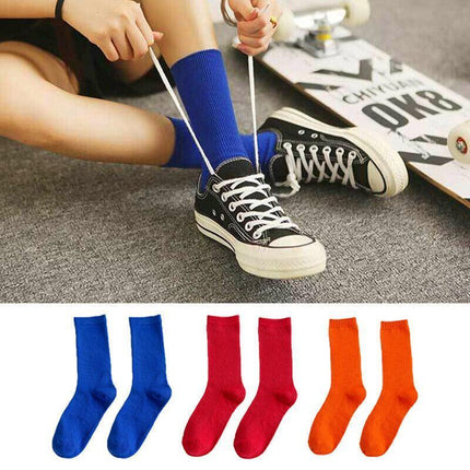 New Olid Pure Colour Formal Socks Cotton Fashion Casual Breathable Crew Socks - Aimall