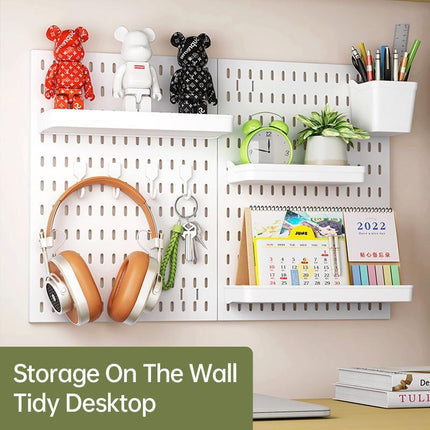 Wall Mounted Pegboard Storage Rack No Drill Organizer Tool Shelf Home Office