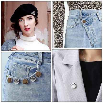 8X Button Pins For Jeans Pants No Sew Instant Adjustable Jean Button Replacement - Aimall