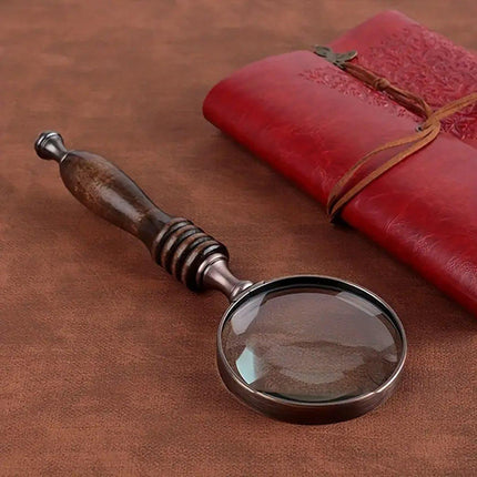 1PCS Vintage Ebony Handle Handheld Metal Magnifier Classical Nostalgic Gift Box