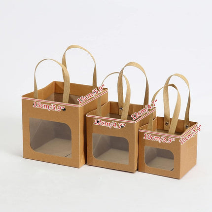Square Paper Bags Standard Kraft Material Sturdy Multipurpose Available 3 Sizes