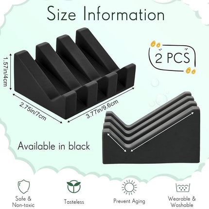 2PCS Silicone Soap Dish Holder Set Non-Slip Draining Soap Box Washable Pad Tray