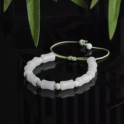 Bamboo Shape Stone Beaded Bracelet Adjustable Hand Rope Natural Stone Fashion - Aimall