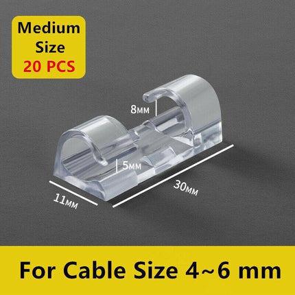 20PCS Cable Clips Management Holder Cord Wire Line Organizer Self-Adhesive M - Aimall