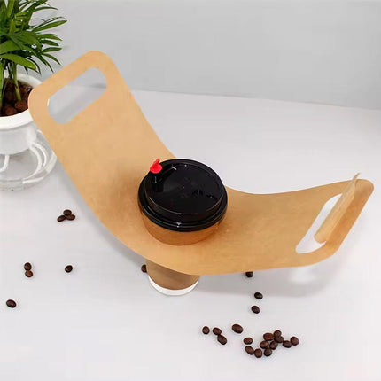 100pcs Kraft Paper Cup Holder Portable Coffee Drink Carrier Reusable Storage