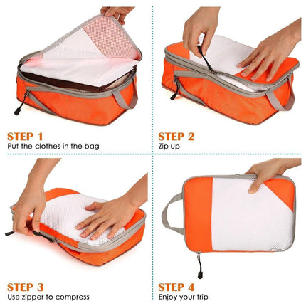 6pcs Mesh Visible Travel Storage Set Waterproof Nylon Compressible Storage Bags