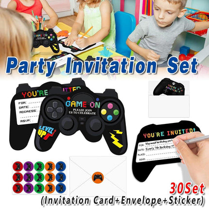 30set Gamepad Theme Party Invitation Cards Video Game Birthday Party Invites Set