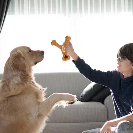 Interactive Dog Food Toy Leaky Bone Shape Chew Grinding Pet Treat Dispensing