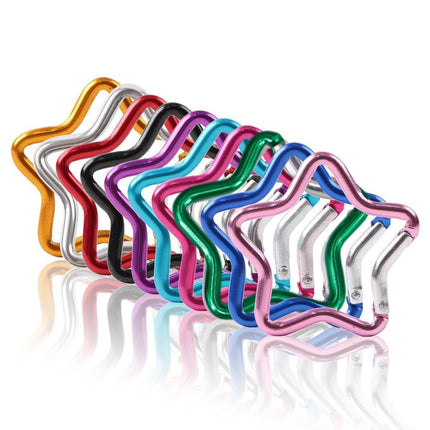 30PCS Colourful Star Carabiner Clips Aluminum Alloy Quick Hook for Bags Keys