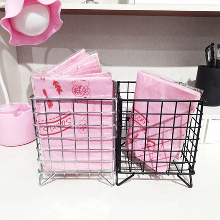 Large Wrought Iron Storage Basket Desktop Organizer Box for Dormitory Cosmetics
