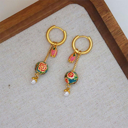 New Chinese Retro Tulip Earrings with Fringe Simple Elegant Design Jewelry