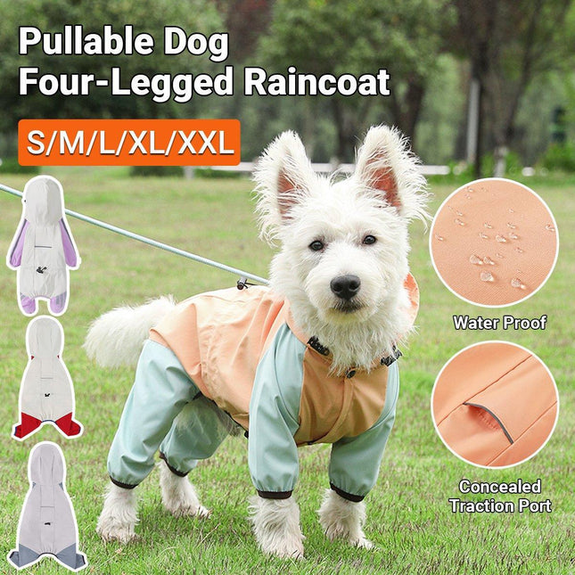 Waterproof Four Foot Dog Raincoat for Small Medium Large Dogs Pet Rainy Day Coat