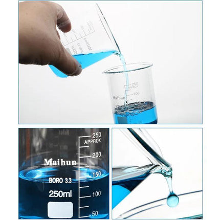 7PCS/Set Low Form Glass Beaker 5ml-250ml Borosilicate Measuring Lab Glassware - Aimall