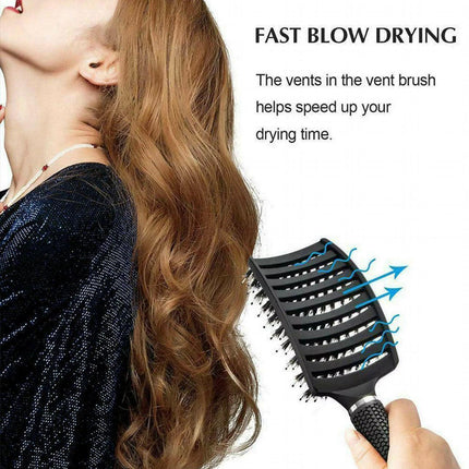 Detangle Nylon Boar Bristle Brush Hairbrush Smooth Hair Head Scalp Massage Comb - Aimall