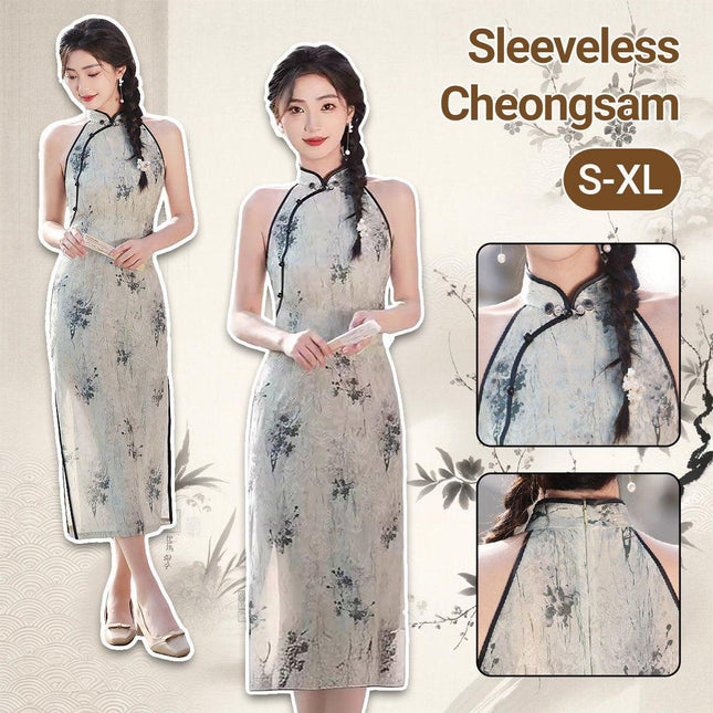 Sleeveless improved Retro Jacquard New Chinese Style Waist Women Cheongsam