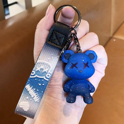 Car Keyring Animal Key Ring Lanyard Bear Keychain Gradient colour Bear Keychain - Aimall