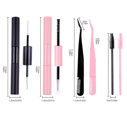 DIY Sectional False Eyelashes Kit 12 Rows with Glue and Tweezers Large Capacity
