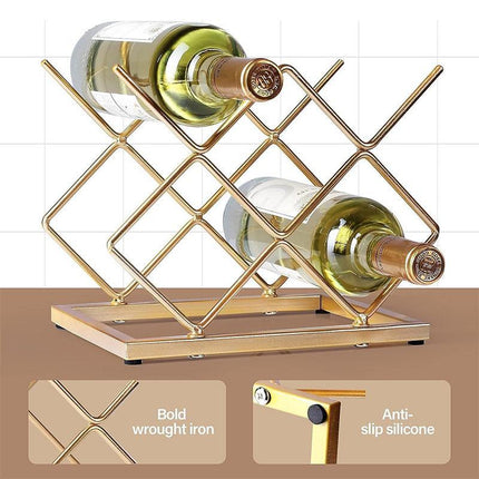 Iron Gold Wine Rack Home Storage Red Wine Rack Organizer Modern Wine Display