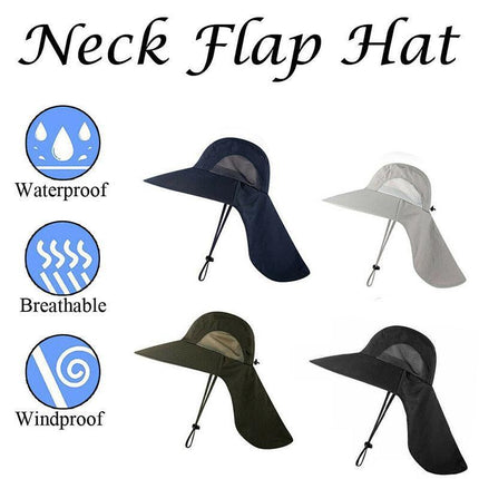 1x Neck Flap Cap Unisex Outdoor Sport Fishing Hat Sun Protection Wide Brim Cover - Aimall