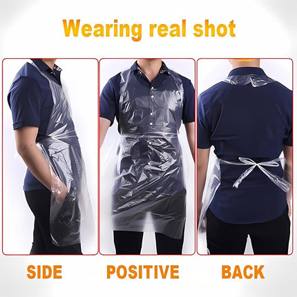 100pcs Disposable Transparent Apron Waterproof Anti Fouling for Kitchen Catering