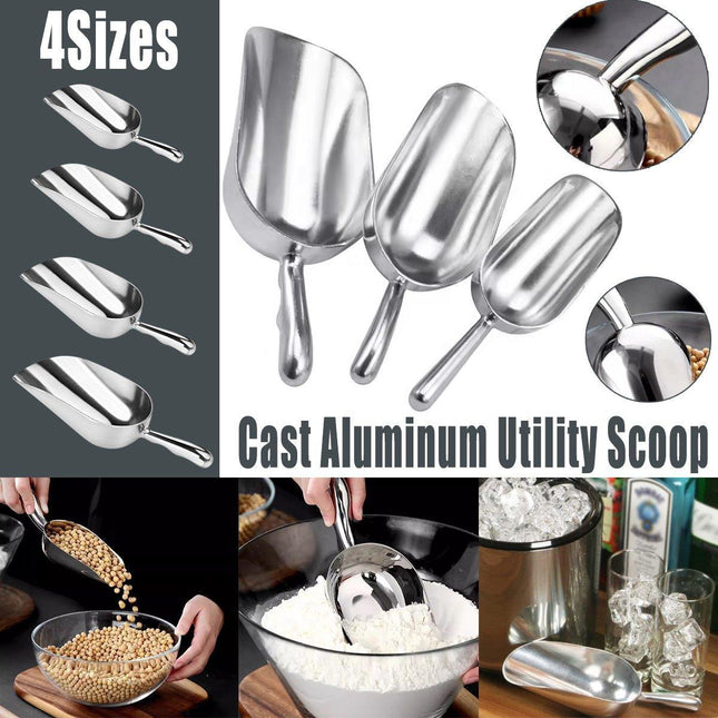 4 Sizes Aluminum Alloy Ice Shovel Flour Rice Scoop Multipurpose Kitchen Tool
