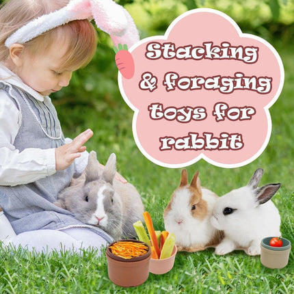 8Pcs Interactive Bunny Nesting Cups Set for Small Animals Enrichment Play Toys