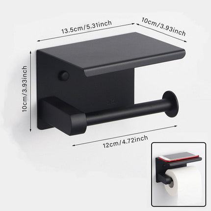 Black Stainless Steel Toilet Paper Holder Bathroom Storage Hooks Washroom