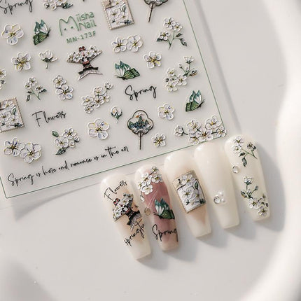 Chinese Style Nail Stickers Flower Decorations DIY Nail Stickers Nails Art - Aimall