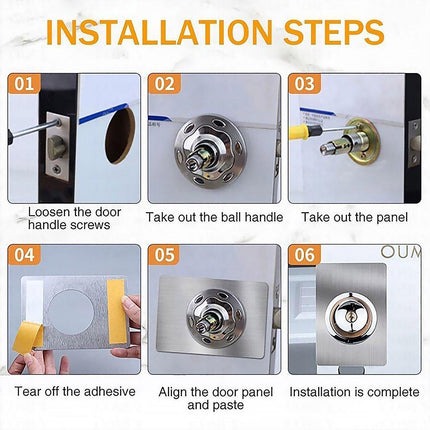 Spherical Lock Repair Plate Set Circular Door Lock Fixing Kit 2 Pieces Metal
