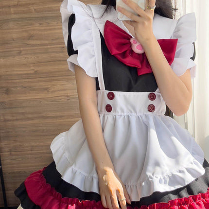 Halloween Vampire Deviruchi Maid Lolita Gothic Black Red Maid Cos Anime RPG