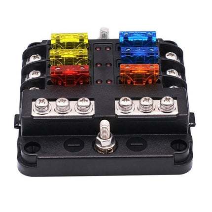 23PC 6 Way Blade Fuse Box Block Holder Indicator LED Light 12V/32V Car Marine - Aimall