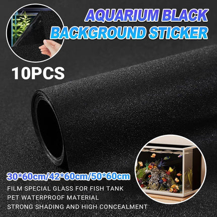 10PCS Black Aquarium Background Sticker Self Adhesive Waterproof Fish Tank Film