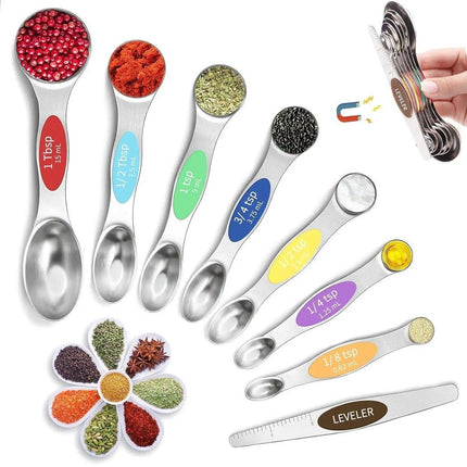 8pcs Stainless Steel Dual Head Measuring Spoon Set Kitchen Baking Cooking Tools