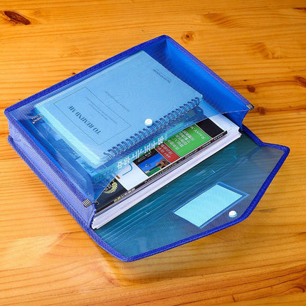 A4 Document Bag Plastic Clear Wallet Seal File Folder Paper Envelope Button Bag