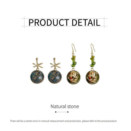 Natural Stone Earrings for Women Simple Vintage Dangle Drop Fashion Jewellery