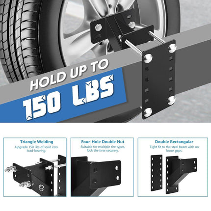 Heavy Duty Car Trailer Spare Tire Carrier Mount Universal Steel 150 lbs Capacity