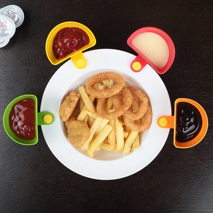 8PCS Plastic Salad Dressing Box Set Double Clip Bowl Snack Container with Spoon