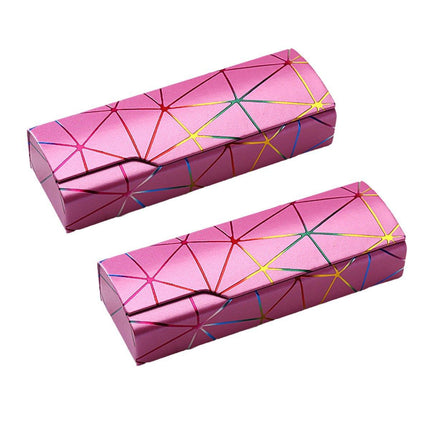 2PCS Lattice Pattern Glasses Case with Snap Closure and Anti-pressure Design