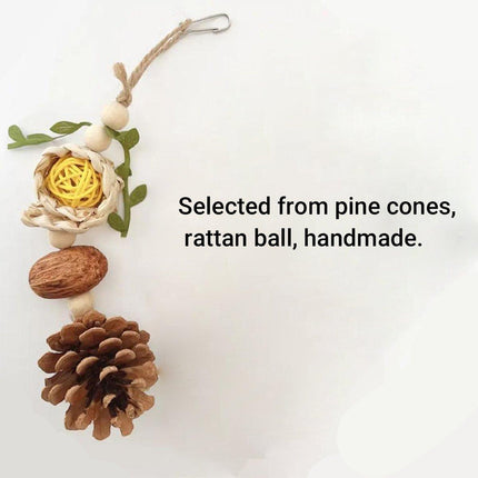 Parrot Chew Toys Bird Cage Accessories Hanging Pinecone Rattan Ball Foraging Toy