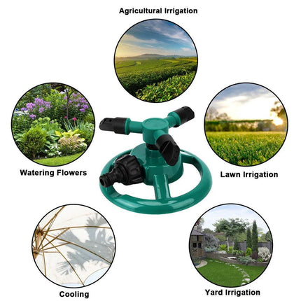 Small Disc Sprinkler 360 Degree Rotating Garden Sprayer Three Prong Spray Water