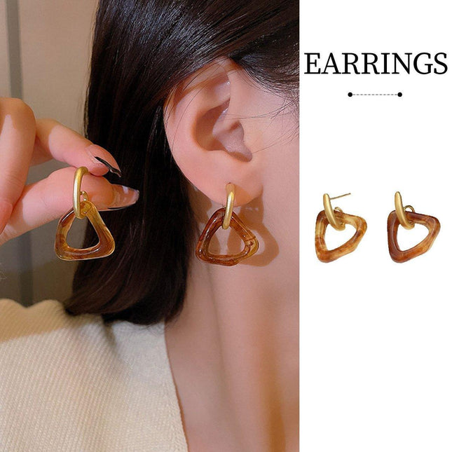 Trendy Tortoiseshell Earrings for Women Irregular Caramel Design Elegant Jewelry