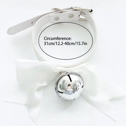 Punk Style Bow Bell Choker Adjustable Collar PU Leather Neckchain Necklace