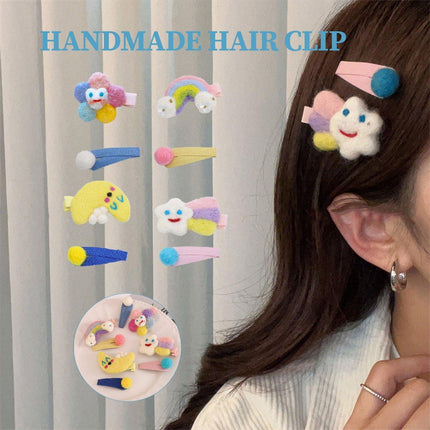 Cute Rainbow Moon Hairpin with Fabric Felt Ball Fashion Hair Accessories Gift