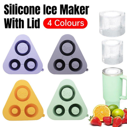 Silicone Ice Cube Tray with lid for Stanley Cups Makes 3 Large Hollow Ice Cubes