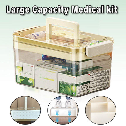 Large Capacity Two-Layer Medicine Box Household Transparent Medical Storage Box