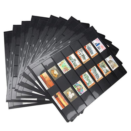 10 Sheet of Stamp Stock Black &amp Double Sided Page 7Strips &amp 9 Binder Holes - Aimall