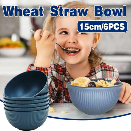 6pcs 26oz Wheat Straw Soup Bowl Set Home Kitchen Tableware Bowls